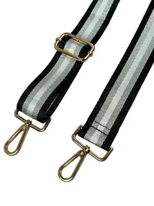 Adjustable Crossbody Strap - Black & Silver Striped