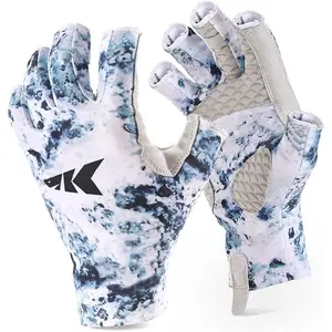 Fishing Gloves UPF50+ Sun Gloves UV Protection Fingerless for Men Women Outdoor Kayaking Rowing Paddling Canoeing Hunting Breathable Poly-spandex Material