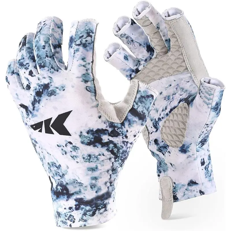 Fishing Gloves UPF50+ Sun Gloves UV Protection Fingerless for Men Women Outdoor Kayaking Rowing Paddling Canoeing Hunting Breathable Poly-spandex Material