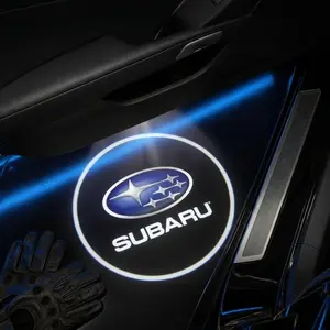 2 Pcs Subaru Carbon Fiber Welcome Lamp Set, Car Door Projection Light, Laser Light, Decorative Floor Lamp (batteries Not Included)