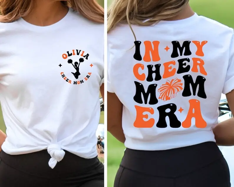 Personalized In My Cheer Mom Era Shirt, Custom Cheer Mama Era Shirt, Cheer Mom Shirt, Custom Gift, Cheerleading, Cheer Squad T-Shirt