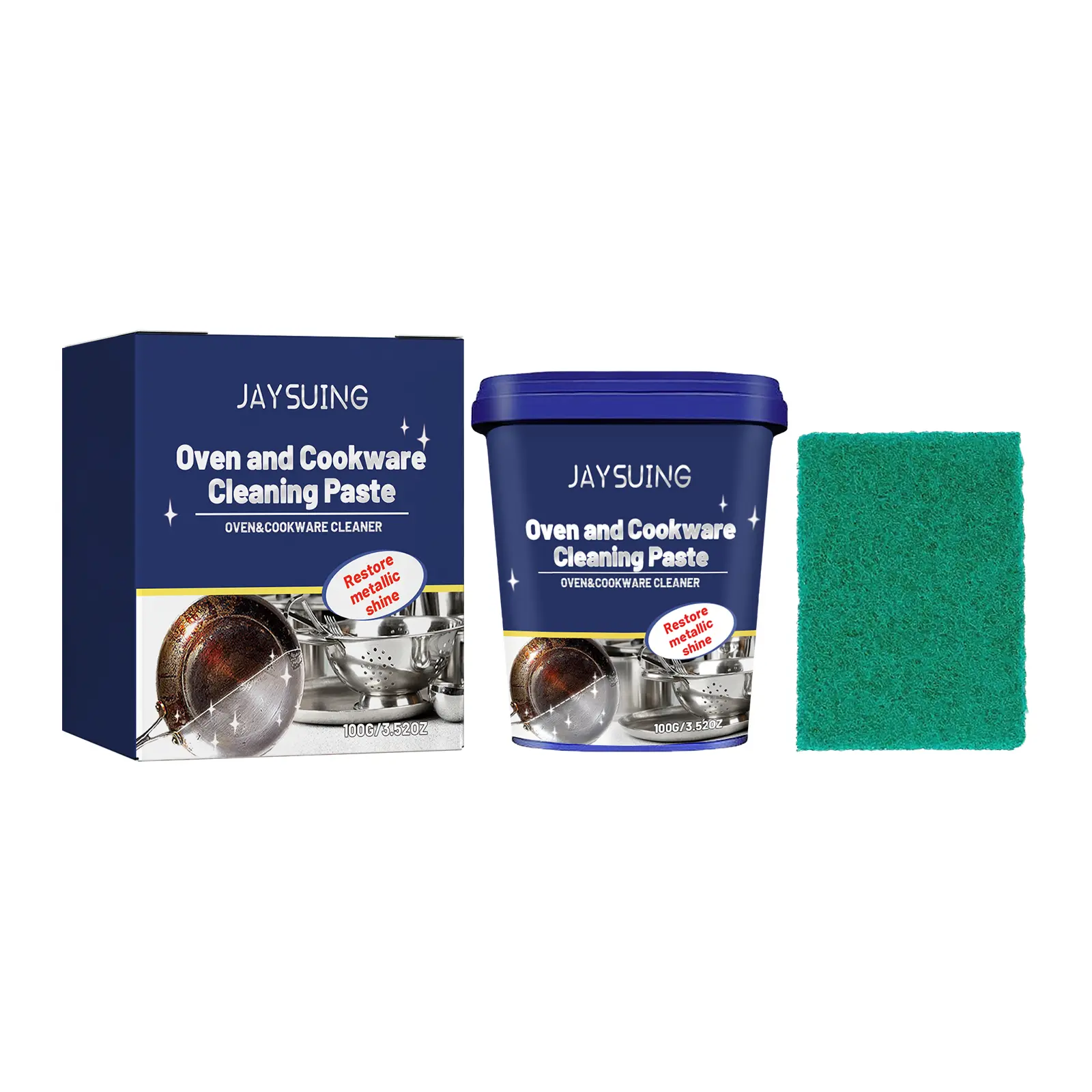 JAYSUING Stainless Steel Cleaning Cream Kitchen Utensils Clean Pot Bottom Black Dirt Stains Rust Polishing Detergent Household Pad