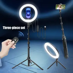 10-Inch Video Light Kit, Professional Studio Ring Light Kit with Tri-Color LED & Remote Control, 17-63" Height-Adjustable Tripod with Small Desk Tripod - USB-Powered, YouTube, TikTok, Vlogging#valentine's day#Spring Break