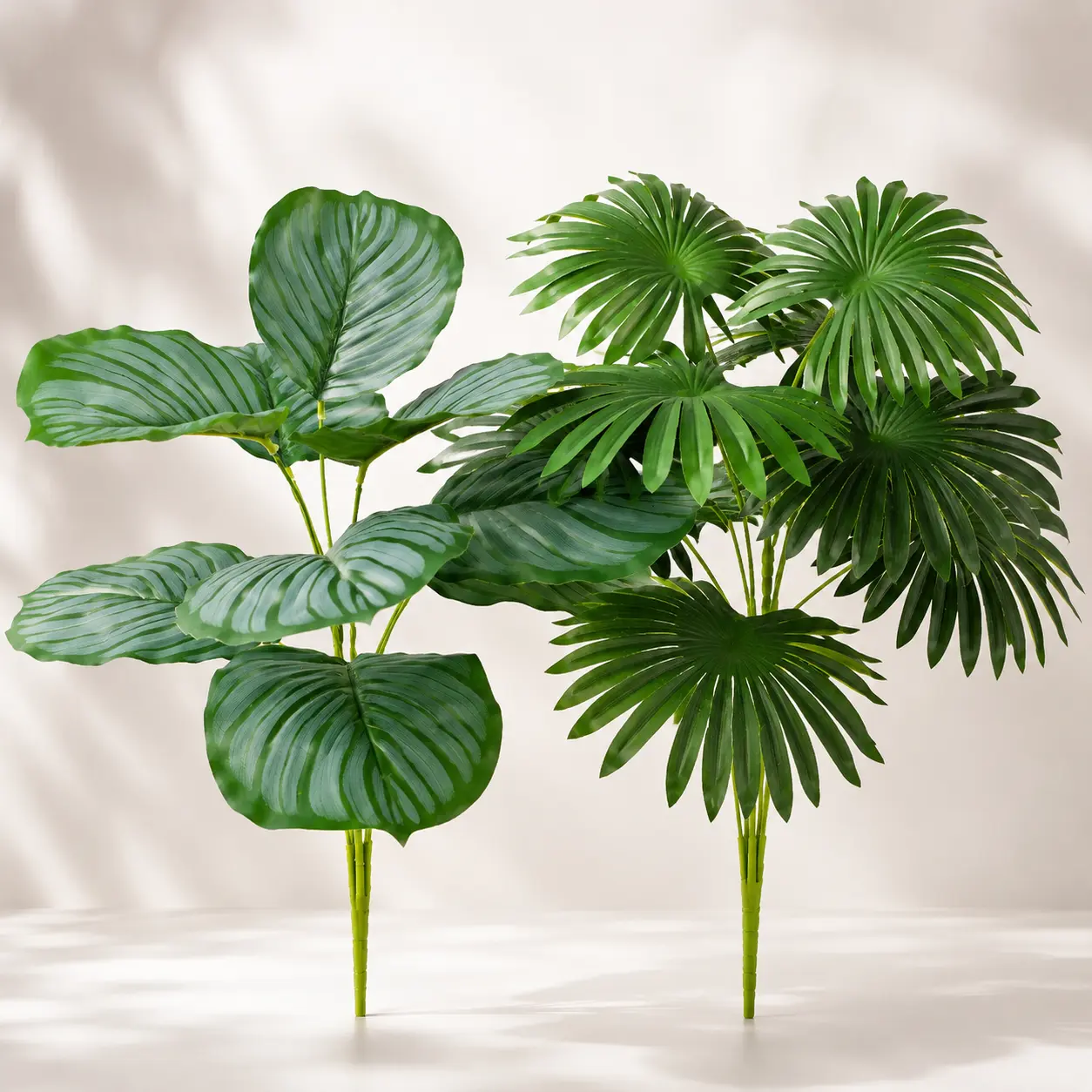 2-Pack Interchangeable Tropical Leaf Toppers, Green Plant Replacement Palm & Striped Leaves, Decorative Cat Scratching Post Tree Accessories for Indoor Cats’ Stylish Home Towers