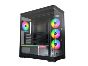 MONTECH TG3 Panoramic ATX Mid-Tower PC Case, Pre-Installed 360mm ARGB Unibody Fans & 1x120mm ARGB Fan, ARGB Strip, Supports 360mm Radiator, RTX 5090 GPUs & Back-Connect Motherboards, Black