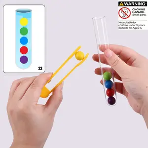 Test Tube Bead Toy Color Recognition Match Game Early Education Fine Motor Skills Logic Focus Training Educational Tool