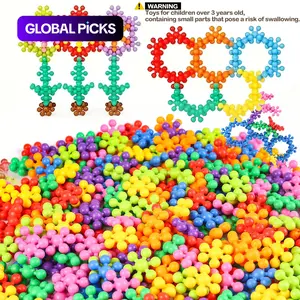 Random-Color Flower Building Blocks, Building Sets, Building Kit, Creative 3D Snowflake Puzzle DIY Educational Plastic Assembly Toy, Ideal Birthday Gifts
