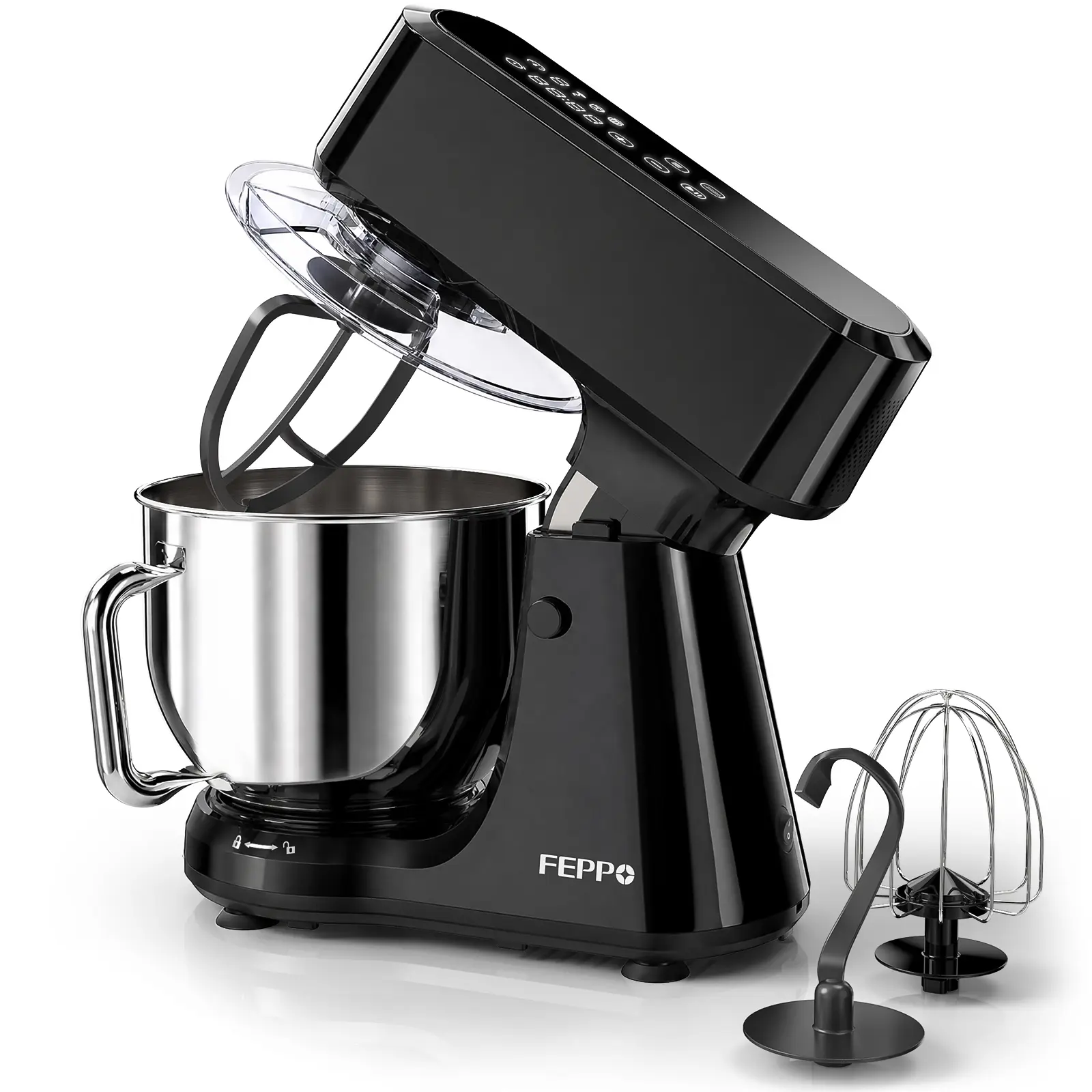 FEPPO Stand Mixer with Touch Screen,  800W 8-Speed Dough Mixer with Dough, Mix, Whisk, 5.6 QT Bowl Kitchen Mixer for Baking, Bread, Cakes & Cookies