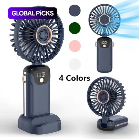 Portable Handheld Fan, Mini Rechargeable Personal Fan, 5-Speed Small Foldable Fan with Digital Display, Travel Essentials, Cute Gifts for Women, Summer, Makeup, Rechargeable Adjustable Fan #GLOBAL PICKS