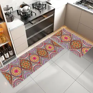 Boho Style Geometric Pattern Kitchen Rug, 2 Counts/set Non-slip Kitchen Mat, Rectangular Area Rug, Decorative Carpet for Home Kitchen Living Room, Bohemian Area Rug
