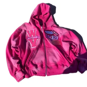 Hoodie Cropped 100% Cotton Sunfade Effect Chenille/Embroidery Patches