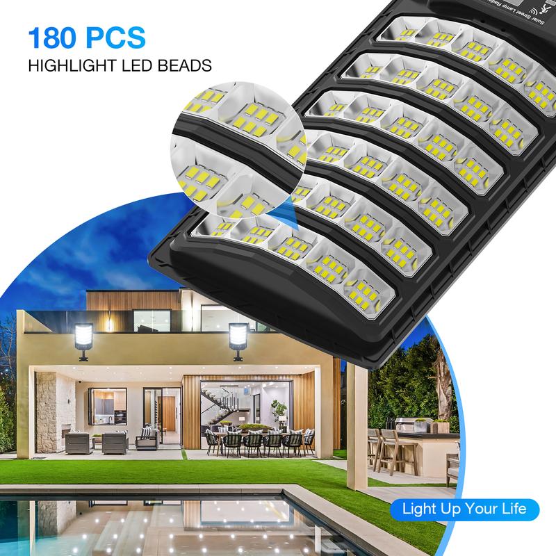 4Pack Solar Street Lights, 30000LM Outdoor Flood Light, Dusk to Dawn, IP66 Waterproof Solar Powered Parking Lot Light with Remote Control, 6500k Dimmable Security Lamp