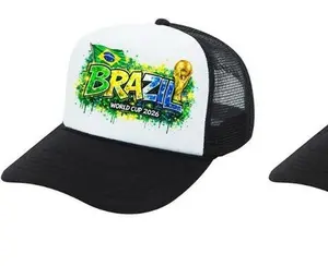 World Cup 2026 Graffiti Soccer Trucker Hat, BRAZIL Printed Baseball Cap, Vintage Style Soccer Fan Dad Hat, 2026 New US Hat, Soccer Fan Gift