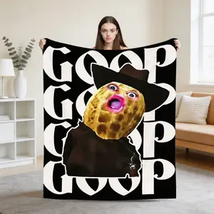 Goop Funny Cowboy Peanut Meme Flannel Blanket Soft Cooling Cozy Throw Blanket for Bedroom Sofa Couch Trendy Gift