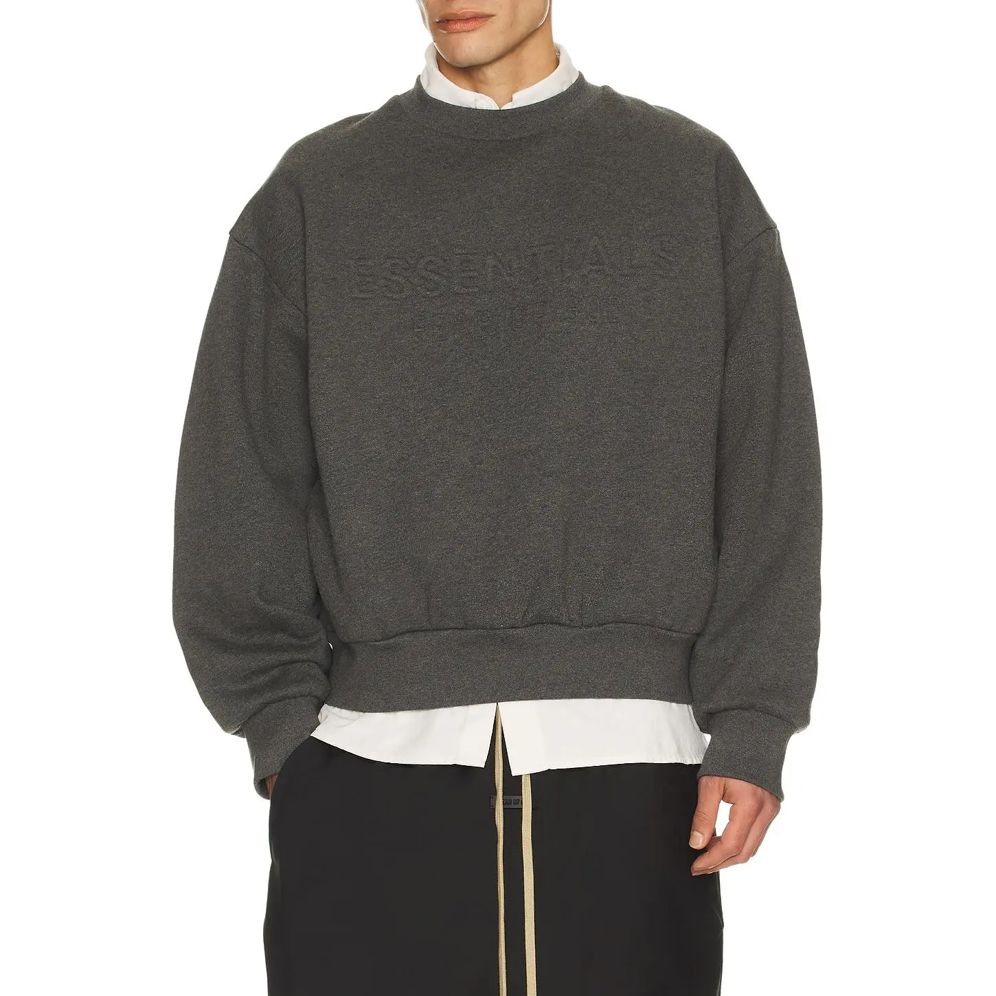 Fear of God ESSENTIALS Classic Crewneck Sweatshirt in Charcoal Heather Fear of God ESSENTIALS Classic Crewneck Sweatshirt in Charcoal Heather