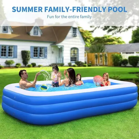 3-Tier PVC Blow Up Pool - Large Inflatable Swimming Pool for 4-6 Adults, Leak-Proof, Quick-Setup, Easy to Store for Indoor/Outdoor Summer Leisure Use