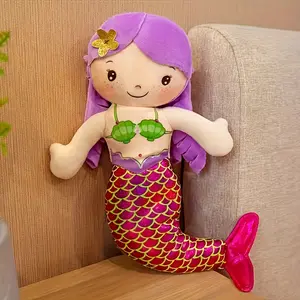 [Cute Mermaid Plush] Cute Mermaid Princess Plush Doll, 1pc Mermaid Stuffed Animal |   Mermaid Plushies for Valentine's Day Birthday Gifts Ocean Party Mermaid Party Decorations