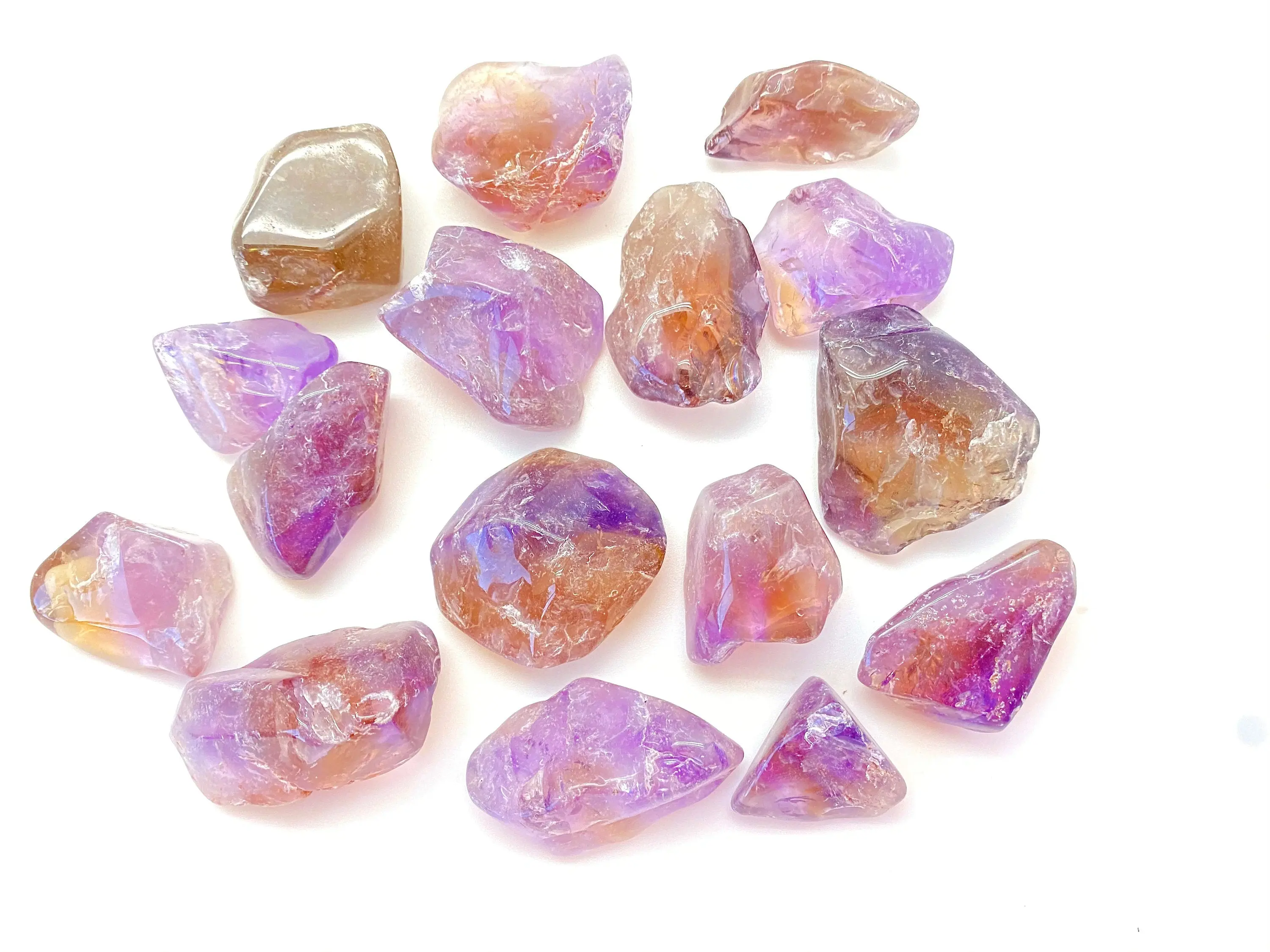 New Moon Beginnings Amethrine Semi-Polished Crystal - Assorted Colors, Round and Oval Shapes, Natural Finish