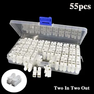 Quick Connect Terminal Block Ch-2, 20/50 Pcs Bag, 55 Boxes, Manganese Steel & PVC Material, 250v/2a, for 0.5-2.5mm²/20-13awg Wires