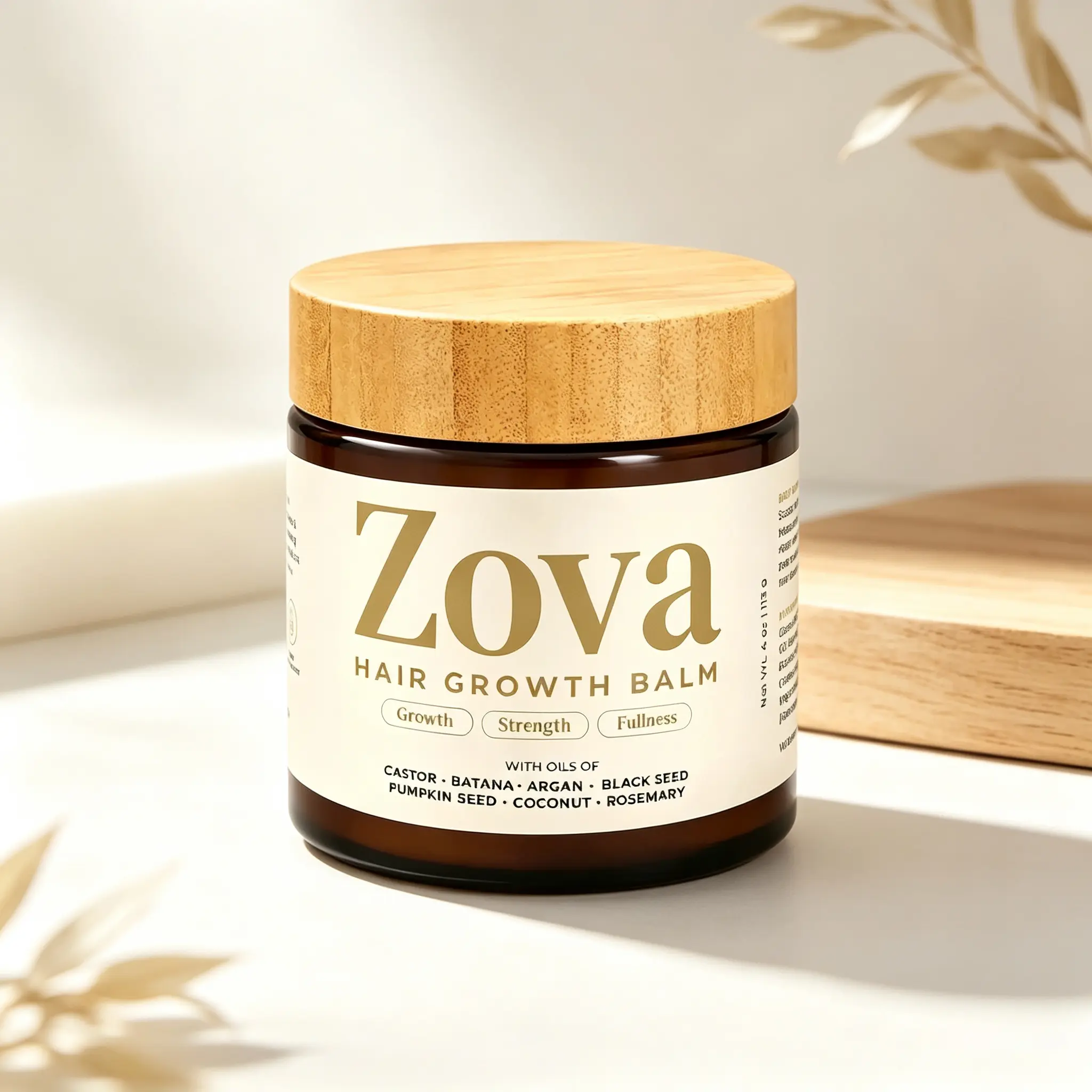 Zova Organic Hair Growth Balm Infused with Batana Oil & Black Seed Oil - Anti-Hair Loss Treatment to Strengthen Hair Roots & Boost Thick, Full Hair Volume