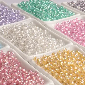 DIY stress-relief beaded rice beads with holes, transparent aurora glass rice beads for handmade bracelets, necklaces, anklets, earrings, pendants, keychains, and handmade gift accessories