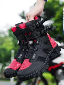 Men's Motorcycle Riding Shoes, Anti-Slip Rubber Racing Boots, Waterproof Safety Design, Comfortable and Secure, Ideal for Motorbike Travel