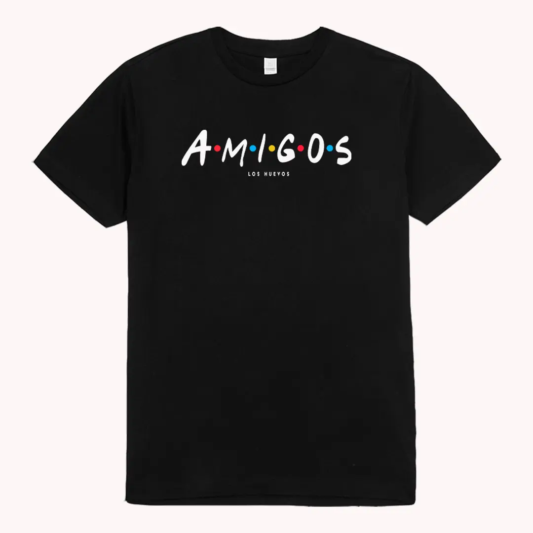 Amigos Los Huevos Men's T-Shirt Machine Washable 100% Combed Ring-Spun Cotton Fine Jersey 32 Singles Fabric Comfortable & Stylish