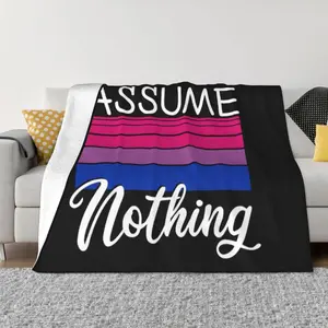 Blankets LGBT Bi Pride Gifts Assume Nothing Bisexual Flag Throw Blanket Flannel Blanket Soft Fuzzy Blankets for Couch,Sofa,Chair,Bed,Camping,Picnic,Travel 50"x40"