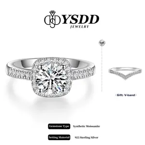 【#399 Buy 1 Get 1 Vband】Solitaire Engagement Rings for Women Halo Ring Promise Rings for her 925 Sterling Silver for Women 1ct D Color VVS1 Clarity Synthetic Moissanite Size 4.75-9
