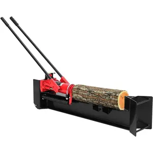 Hydraulic Log Splitter Wood Cutter, 12 Ton Manual Wood Splitter with Horizontal Full Steel Beam & Spring-Loaded Return Knob, Portable Hand Powered Log Cutter with Built-in Wheels
