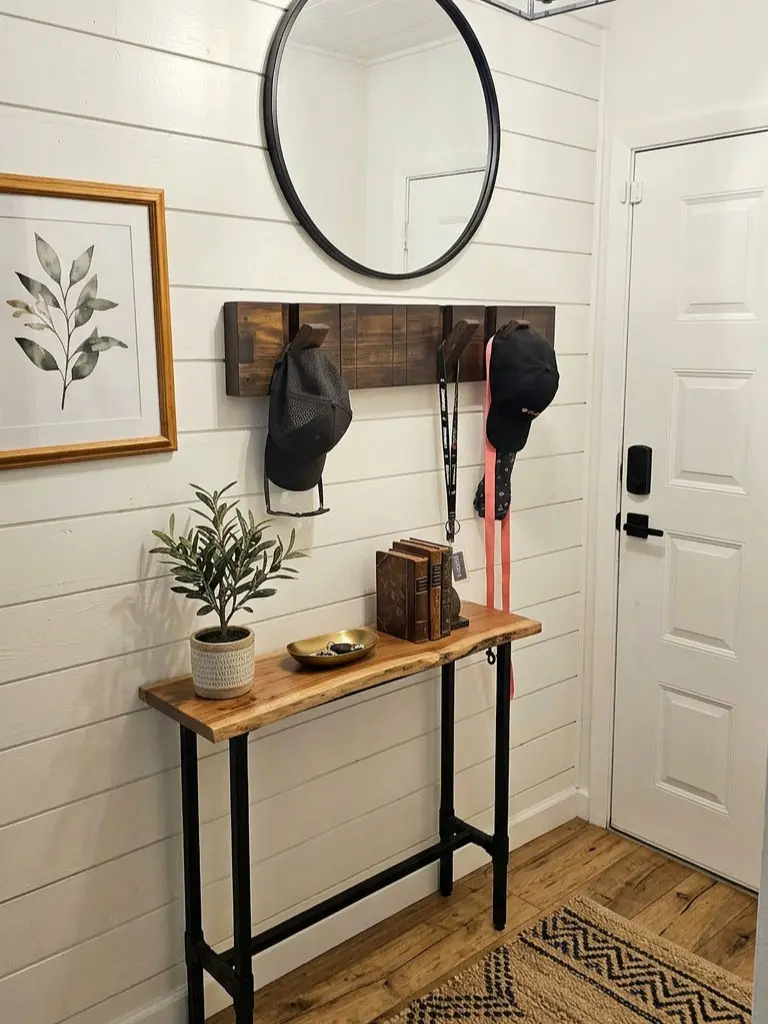 Handcrafted Custom Wooden Piano-Key Style Coat Rack with Six Hooks