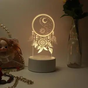 3D Creative Design Night Light, USB Rechargeable LED Desk Lamp, 3D Optical Illusion Night Light, Decorative Desk Lamp for Home Bedroom Living Room