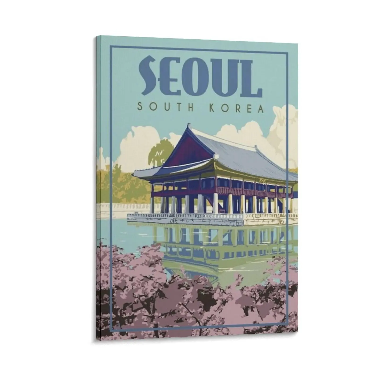 Seoul South Korea Vintage Travel Canvas Poster - Wood Frame Wall Art, Bedroom Office Decor, Gift-Worthy Home Supplies Ornament