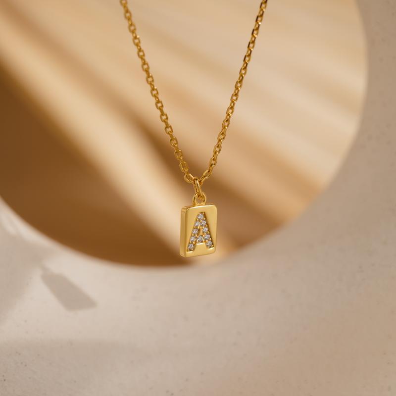 Dainty Letter Necklace by Minimalist - 18K Gold Plated Initial Necklace - Custom Diamond Letter Pendant Necklace with Mirror Chain - Everyday  - Personalized Jewelry - Gift for HerGold Plated Crucifix Cross Necklacedainty & delicate accessories