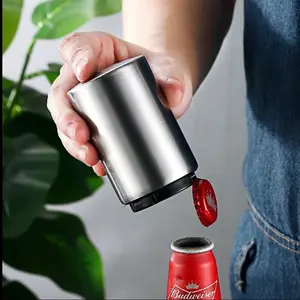 Premium Magnetic Bottle Opener – Automatic Push-Down Stainless Steel Beer Opener with Cap Catcher, No-Slip Grip for Kitchen, Home Bar & Commercial Use