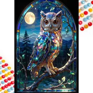 Owl Pattern DIY Diamond Arts Colorful Painting Kit without Frame, DIY 5D Diamond Arts Colorful Painting Kit, Wall Art Decor for Home Bedroom