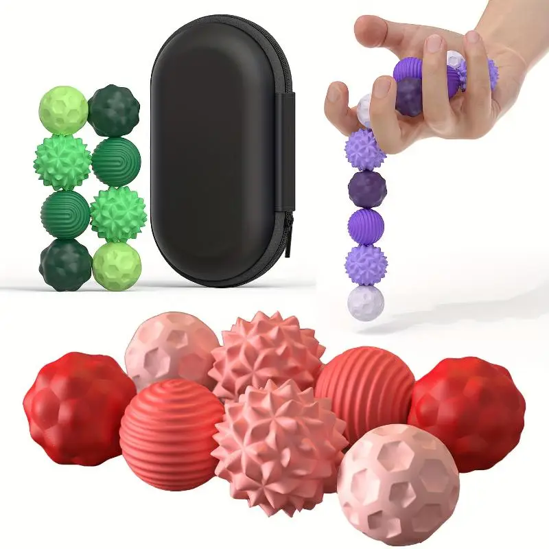 8-Pack Silicone Fidget Balls Set - Stress Relief & Anxiety Toys for Adults Kids - Soft Elastic Sensory Fidget Toys - Quiet Office/Classroom Desk Toys