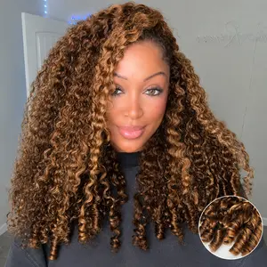 [3 In 1 Half Wig] ZLIKE Burmese Curly Highlight 4/27 Color Wear Go Half Wig With Elastic Drawstring 220% Density Flip Over Wig Human Hair #SummerVibes