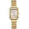 Women's Customizable Luxury Classic Fashionable Stylish Watch - Formal Glamorous Gold-Tone, Simple Scale Square Dial, Adjustable Buckle Strap, Business Look, Gift-Ready with Box, Gifts for Women Fashion Accessory