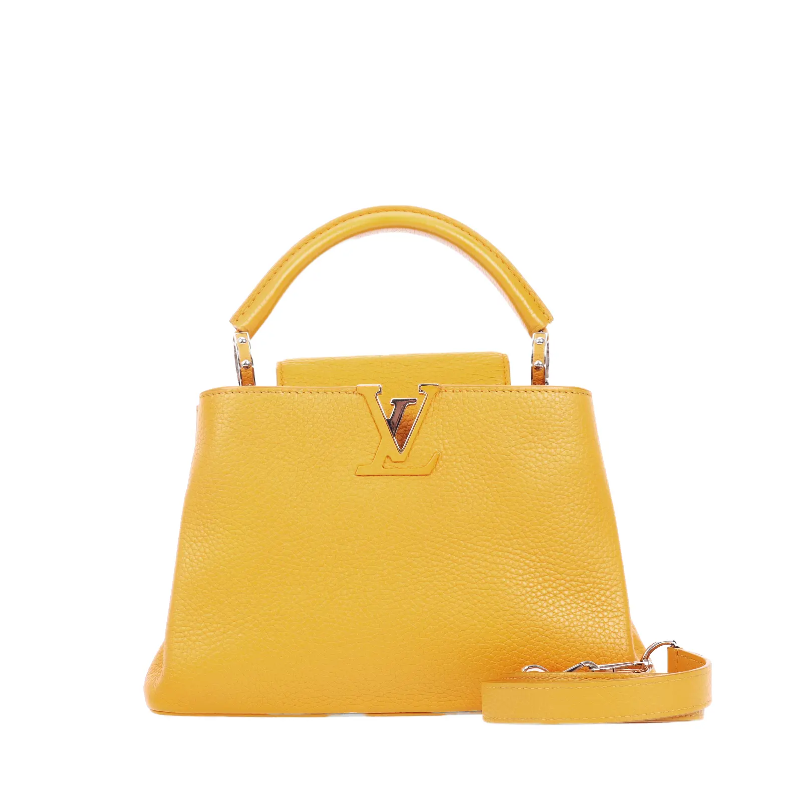 Pre-owned Louis Vuitton Calfskin Shoulder Bags Capucines Mini Size Yellow 30958427