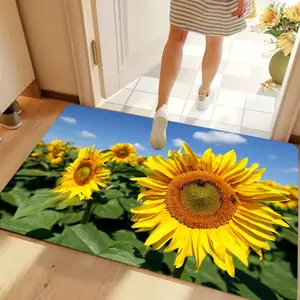 Sunflower Field Print Welcome Doormat Rustic Floral Print Entryway Rug Soft Comfortable and Practical Floor Mat Suitable for Indoor Living Room and Bedroom Home Decor