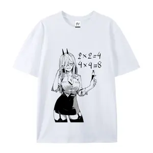 CSM Power Retro Anime T-shirt, Chainsaw Man character design – Retro anime t-shirt, cotton fabric, made in the USA, dark manga street style, loose A-line fit.