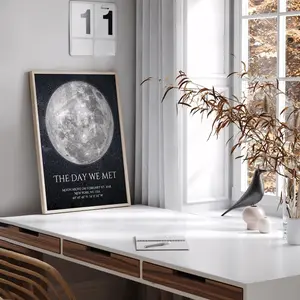 The Night We Met Custom Moon Phase Print - Couple Moon Phase 1st Anniversary Gift, Moon Phase By Date Print