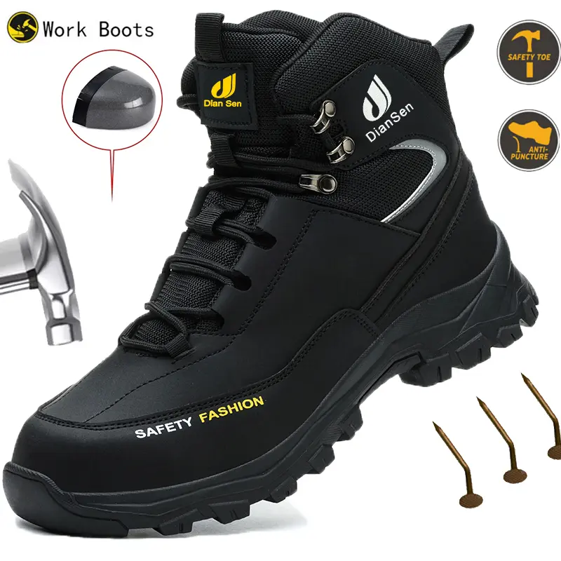 Work Boots Indestructible Safety Shoes Men Steel Toe Shoes Puncture-Proof Sneakers Non Slip all-season outdoor Roofing Shoes Construction Work & Daily Wear Work as hiking