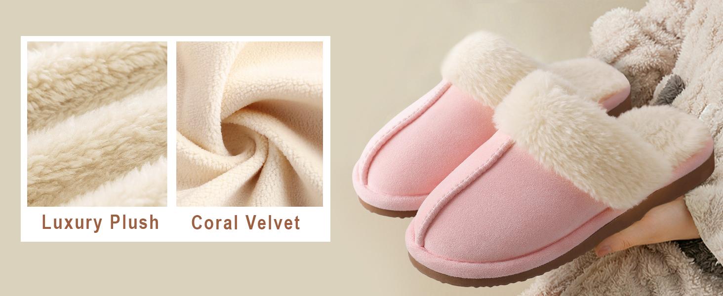 【Litfun】 Women's Fuzzy Slippers Cloud Memory Foam Waterproof Upper Autumn Winter House Shoes Non Slip Platform Short Plush Warm Bedroom Slides Indoor Outdoor Walking Shoes Great Gift Choice cozy lightweight comfortable