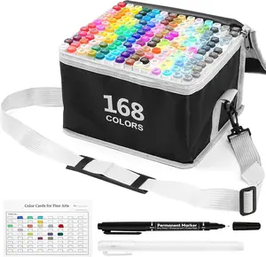 Alcohol Based Art Markers Set 168 Color - Professional Double Sided Marcadores for Artist, Best Blendable Coloring Marker Pens for Adult - Coloring Books No Bleeding Illustration Drawing for Kids