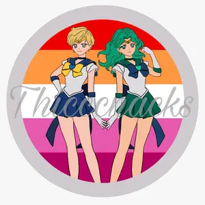 Pride Sailor Uranus x Sailor Neptune Button