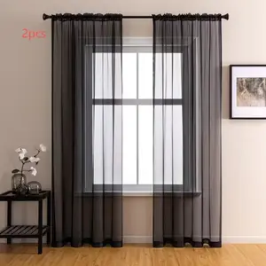 2pcs Piece Transparent Sheer Curtains, Net Curtain Window, Ideal for Bedroom Kitchen Bathroom, Privacy & Natural Light Filtering, Soft Drapes with Rod Pockets