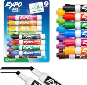 EXPO Dry Erase Markers, Low Odor Ink, Assorted Colors, Chisel Tip, 12 Count EXPO Dry Erase Markers, Low Odor Ink, Assorted Colors, Chisel Tip, 12 Count