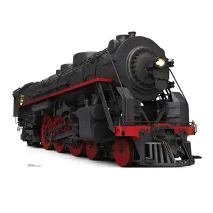 212 MAIN Large-Size Advanced Graphics Black & Red Steam Train Cardboard Cutout Decor, 46x64 in Cardboard Standup, 64 In
